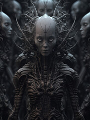 Dark Fantasy Ornate Art of Alien Lifeforms. Generative AI