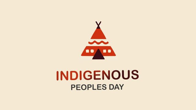 indigenous peoples day animated text. 4k video greeting card. gift card. alpha channel.