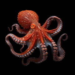 octopus isolated on black background