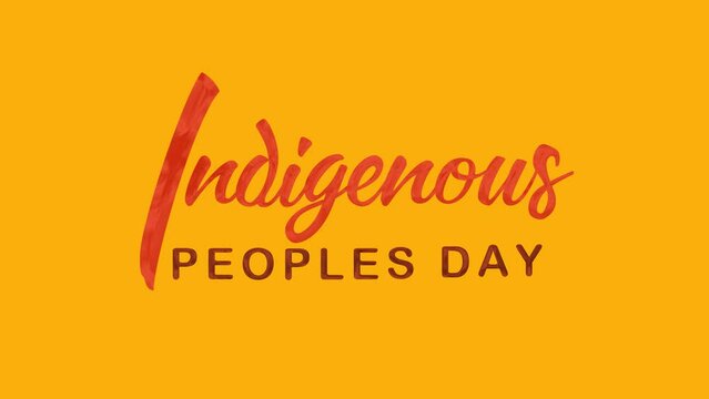 indigenous peoples day animated text. 4k video greeting card. gift card. alpha channel.