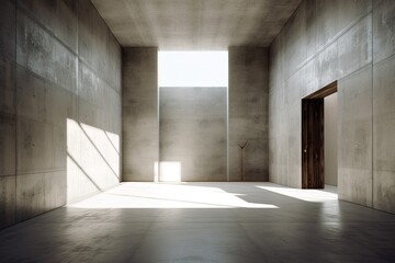 Obraz premium a prototype interior with a concrete wall is shown. Generative AI