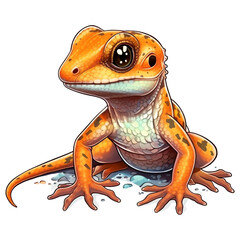 Orange newt illustration isolated - Generative AI