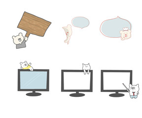 テレビフレームと吹き出しと動物