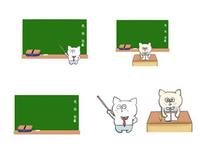 黒板とねこの教授・先生