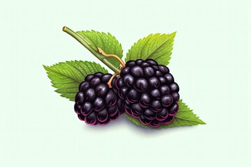 Illustration of Blackberry with leaves. Fruit illustration. Generative AI