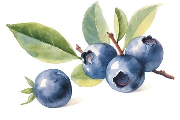 Blueberries isolated on white illustration. Generative AI