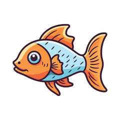 Cheerful Fish: Lively 2D Illustration Brimming with Cuteness