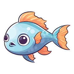 Cheerful Fish: Lively 2D Illustration Brimming with Cuteness