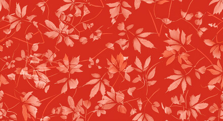 abstract autumn leaves background in red created with generative ai technology
