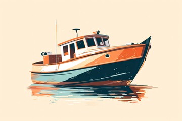 Naklejka premium luxury yacht illustration. Transportation illustration. Generative AI