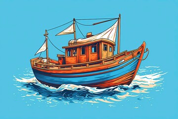 Naklejka na ściany i meble luxury yacht illustration. Transportation illustration. Generative AI