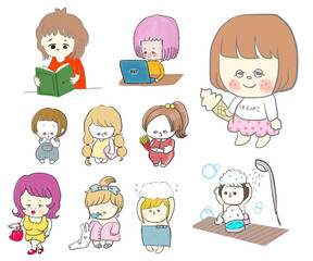 色んな女の子のイラストセット