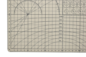 grey cutting mat isolated on white background, equipment in office