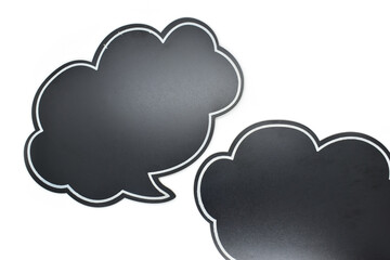 empty black speech bubble in the form of a cloud isolated on white background
