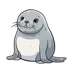 Fototapeta premium Cheerful Seal: Lively 2D Illustration Brimming with Cuteness