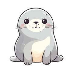 Obraz premium Cheerful Seal: Lively 2D Illustration Brimming with Cuteness