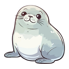 Fototapeta premium Cheerful Seal: Lively 2D Illustration Brimming with Cuteness