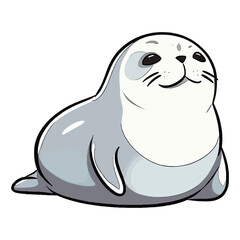 Cheerful Seal: Lively 2D Illustration Brimming with Cuteness