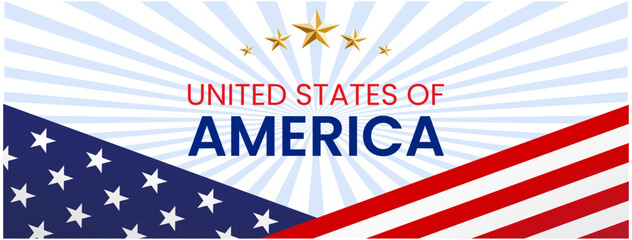 USA United States of America Banner. Set of modern design banner template. American flag. Patriotic poster design. Vector illustration. Independence Day
