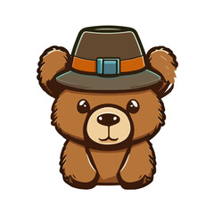 kawaii sherif bear mascot illustration