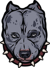 Pitbull Face Illustration. Sky. Forest. Vector