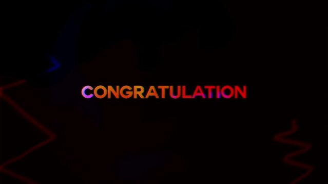 Congratulation motion animated text with disco lights effect. 4k 60fps short footage