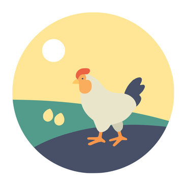 Chicken crossing the road vector illustration