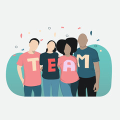 Teamwork concept. Group of people. Vector illustration in flat style