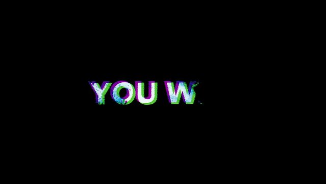 You Win motion animation text with abstract color effect. 4k 60fps short footage