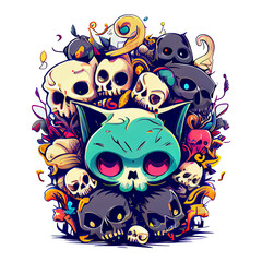 Skull Is Full Of Cats Doodle 9
