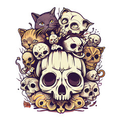 Skull Is Full Of Cats Doodle 6