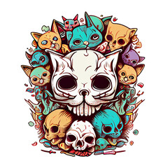 Skull Is Full Of Cats Doodle 5