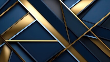 0634. Blue and Gold Line Abstract Geometric Background. Generative AI
