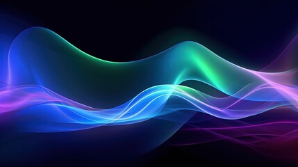 0645. Blue Green and Purple Digital Waves Background. Generative AI
