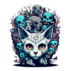 Skull Is Full Of Cats Doodle 2
