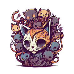 Skull Is Full Of Cats Doodle 1
