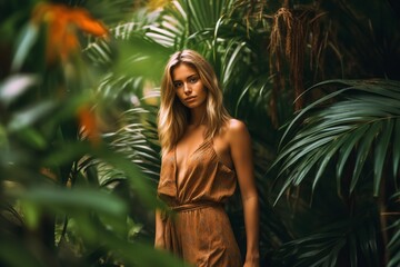 blonde woman in the jungle
