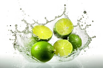 Fototapeta na wymiar lime and water splash