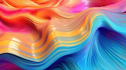 Obraz premium 0676. Colorful Foil Digital Wave Background. Generative AI