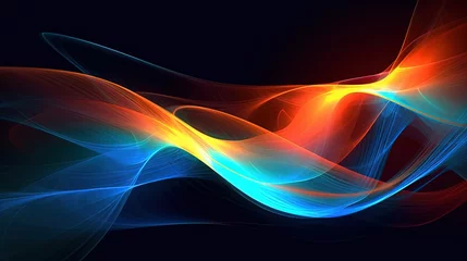 Gardinen 0717. Electric Blue and Vibrant Orange Digital Wave Background. Generative AI © hamzahalderad
