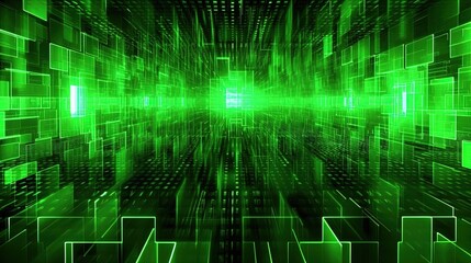 Obraz premium 0725. Electric Green Digital Matrix Background. Generative AI