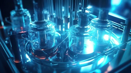 Laboratory glassware, science laboratory background, science research and development concept. AI generated 3d image