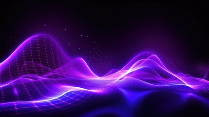 0749. Futuristic Purple Neon Waves Background. Generative AI