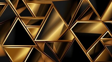 0763. Gilded Line Triangle Abstract Geometric Background. Generative AI