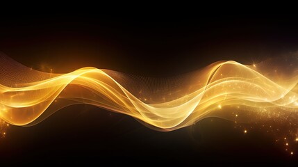 Fototapeta premium 0785. Golden Aura Digital Wave Background. Generative AI