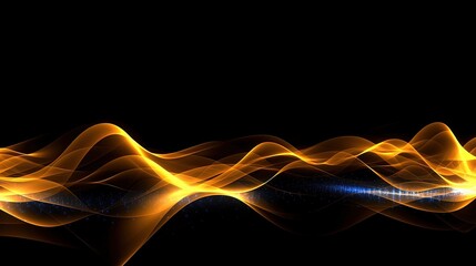 0831. Illuminated Gold Lines Digital Wave Background. Generative AI