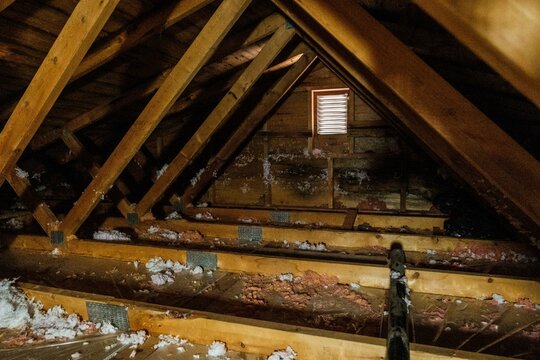 Attic with insulation removed