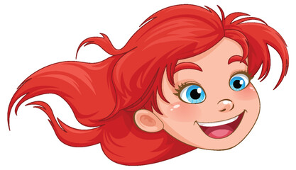 Cute girl head smiling isolated