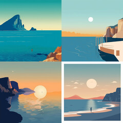 set of images of sea