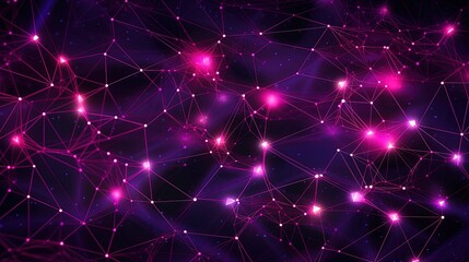 0931. Minimalist Neon Magenta and Purple Cybernetic Network Background. Generative AI